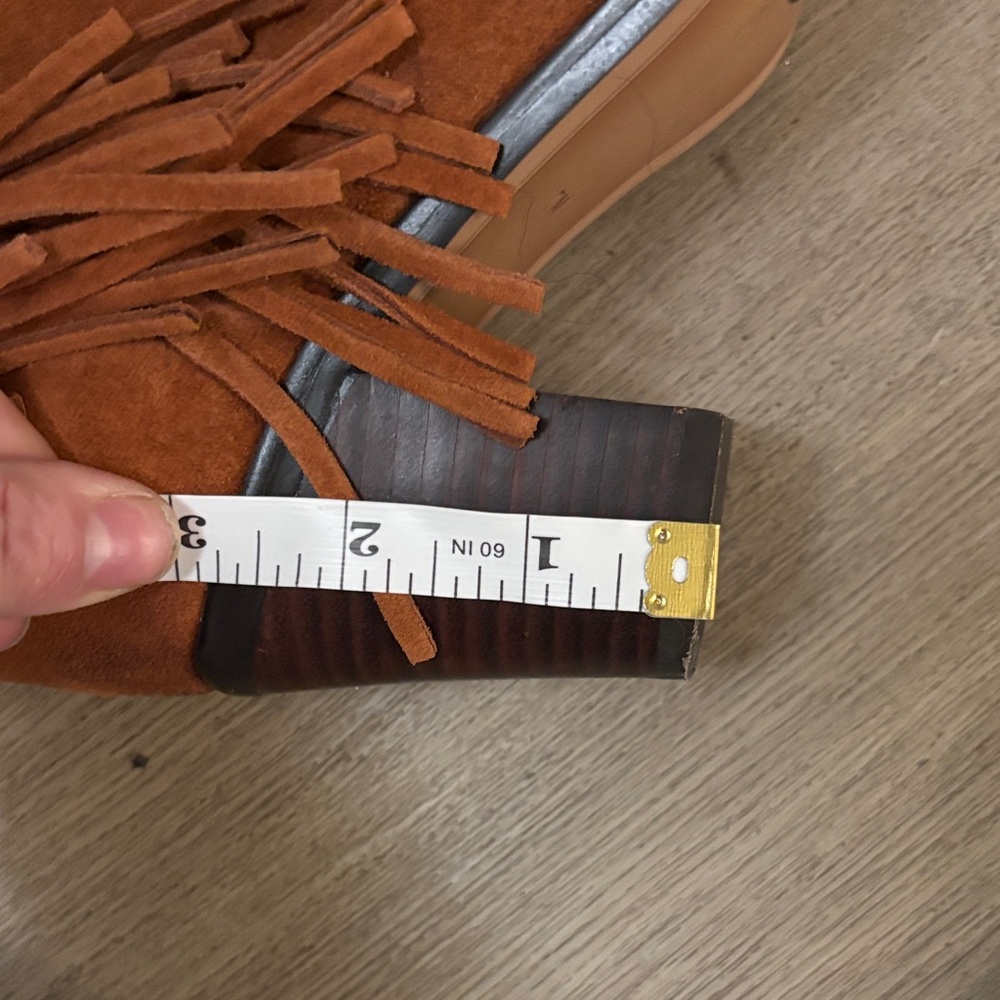Reaction Kenneth Cole Tan Suede Fringe Booties - Picture 2 of 5